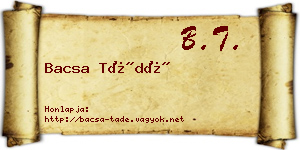 Bacsa Tádé névjegykártya